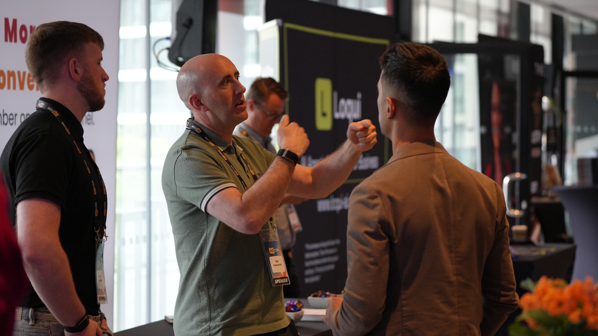 Matt mid-conversation at AdCon